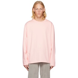 Pink Oversized Long Sleeve T Shirt 222109M213002