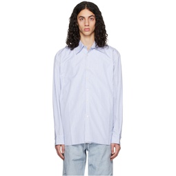 White   Blue Pocket Shirt 231109M192003