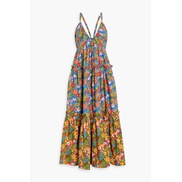 Shayna tiered floral-print cotton-poplin midi dress