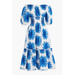 Mimi off-the-shoulder printed cotton-poplin midi dress