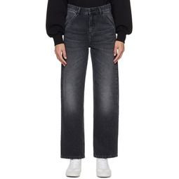 Black Simple Jeans 241111F069021