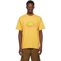 Yellow Pixel Flower T Shirt 241111M213103