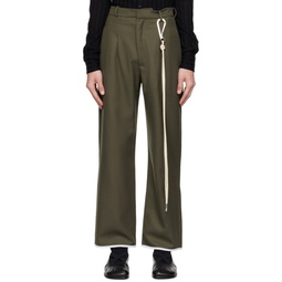 Green Pleated Trousers 232553M191007