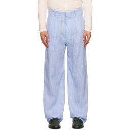 Blue Striped Trousers 231553M191017