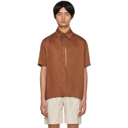 Brown Slit Shirt 222553M192063