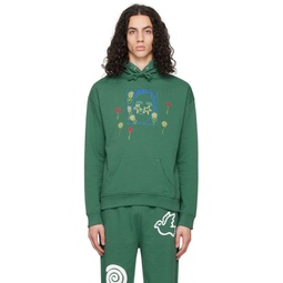 Green Embroidered Hoodie 231033M202003