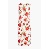 Floral-print cotton-blend twill midi dress