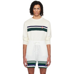 Off White Striped Sweater 241195M201005