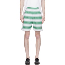 White Gradient Stripe Shorts 241195M193018