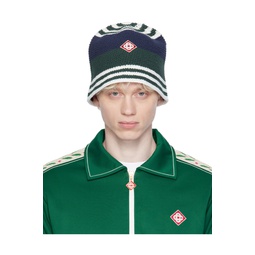 Green   Navy Crochet Bucket Hat 241195M140008