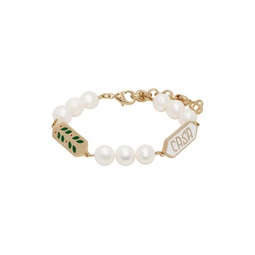 Gold   White Laurel Pearl Bracelet 241195M142001