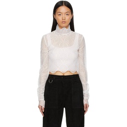 White Lace Cropped Turtleneck 212195F099000