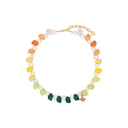 Gold   Multicolor Shell   Pearl Necklace 241195F023001