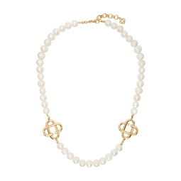 White Medium Pearl Logo Necklace 241195F023005