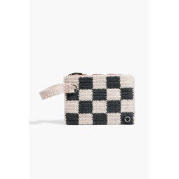 Checked crochet pouch