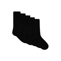 Five Pack Black Mid Length Socks 241425M220000