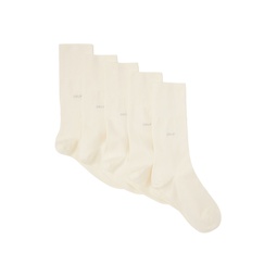 Five Pack White Mid Length Socks 232425M220001