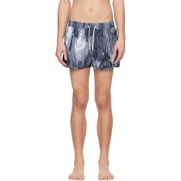 Gray Printed Swim Shorts 241425M208003