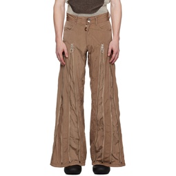 Brown Adjustable Zip Trousers 232785M191003
