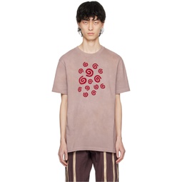 Brown Flocked Spiral T Shirt 241785M213000