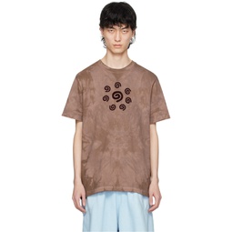 Brown Flocked Spiral T Shirt 241785M213005