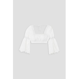 Hadi cropped broderie anglaise cotton-blend top