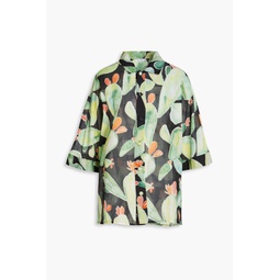 Jade printed cotton-voile shirt