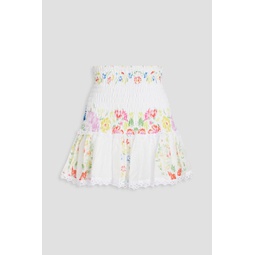 Yane shirred floral-print cotton-blend voile mini skirt
