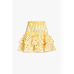 Noa ruffled broderie anglaise cotton-blend mini skirt