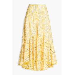 Gina broderie anglaise cotton-blend midi skirt