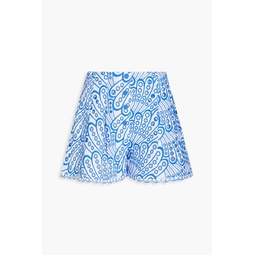 Gabrielle embellished broderie anglaise cotton-blend shorts