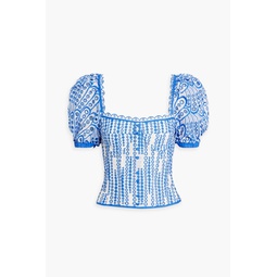 Ella broderie anglaise cotton-blend bustier top