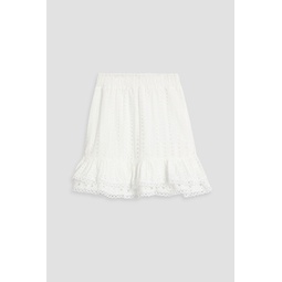 Ruffled broderie anglaise cotton-blend mini skirt