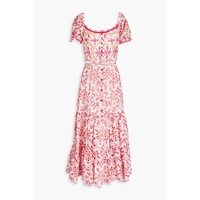 Lana tiered broderie anglaise cotton-blend midi dress