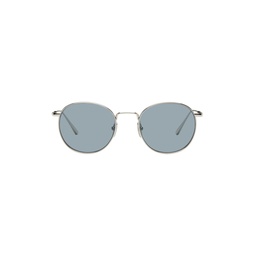 Silver Steel Round Sunglasses 222230M134008