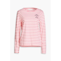 Striped printed cotton-jersey top
