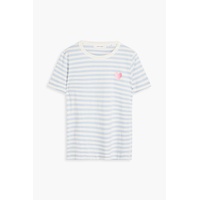 Embroidered striped cotton-jersey T-shirt