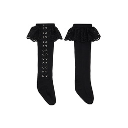 Black Lace Up Socks 241529M220000