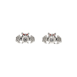 Silver Sparkly Bat Earrings 241529F022005