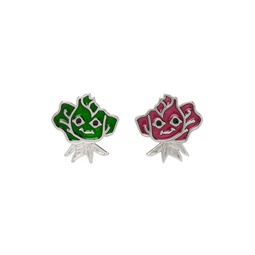 Silver Smile Rose Earrings 231529M144009
