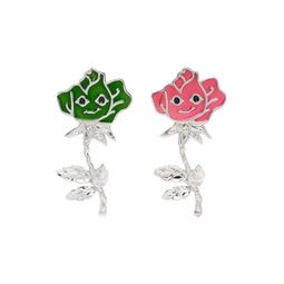 Silver   Multicolor Long Rose Earrings 231529F022008