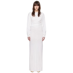 White Side Cowl Maxi Dress 241311F055005