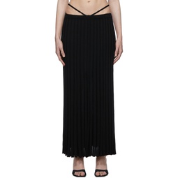 Black Pleated Long Skirt 221311F092005