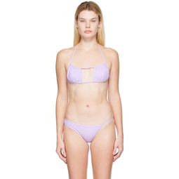 Purple Asymmetric Bikini Bottoms 221311F105039