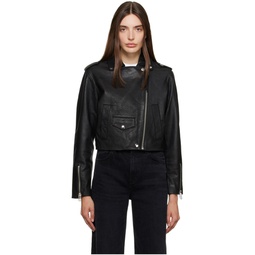 Black Aria Leather Jacket 232030F064001