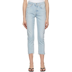 Blue High Rise Straight Jeans 221030F069017