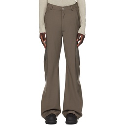 Taupe Zip Panel Trousers 241153M191005