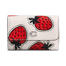 COACH Essential Mini Trifold Wallet with Strawberry Print