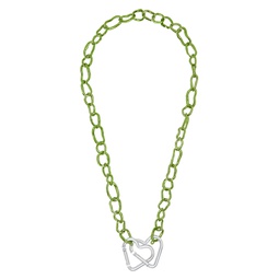 Green Crushed Swag Necklace 231236M145003