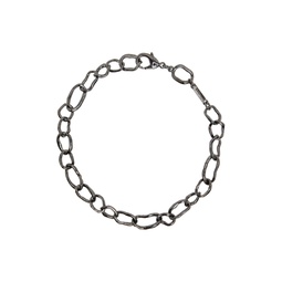Gunmetal Crushed Chain Necklace 232236M145001